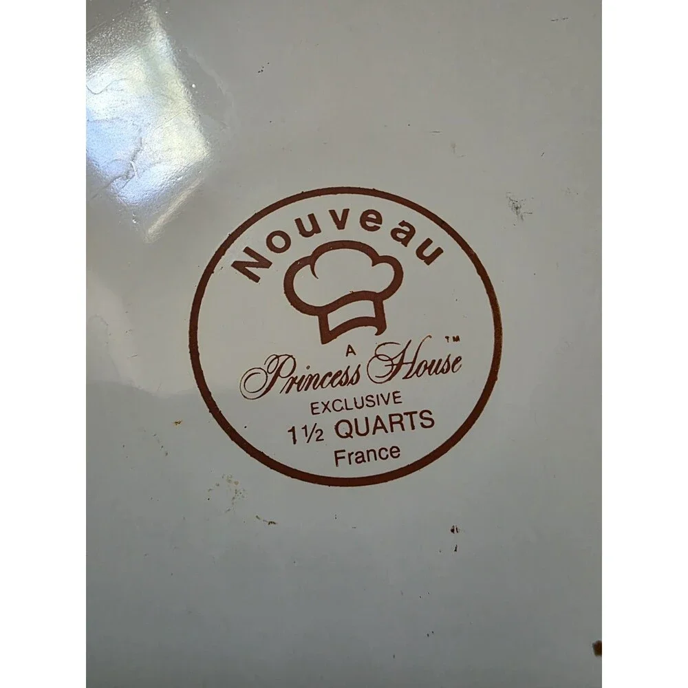Vintage Princess House Nouveau White Ceramic 1.5 Qt Saucepan Pot Only France